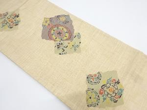 破れ色紙に華紋に花模様織り出し袋帯